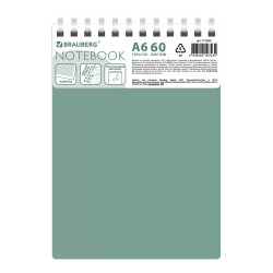Блокнот А6 117564 60л. зеленый пластик.обложка Brauberg