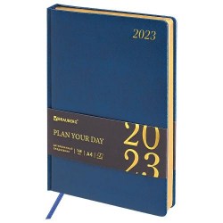 Ежедневник А4 датир. на 2023 г 113911 синий Brauberg