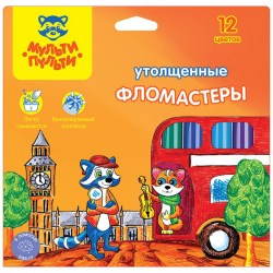Фломастеры 12цв. Енот в Англии 10736 утолщенные