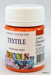 Краска акриловая для ткани 50 мл оранжевая 4128315 Decola