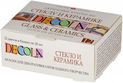 Краски 12цв DECOLA акрил по стеклу и керамике 4041114