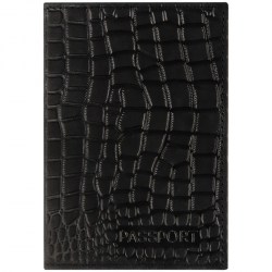 Обложка для паспорта Аллигатор, кожа черная OfficeSpace