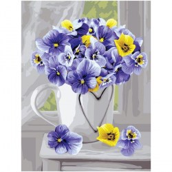 Раскраска по номерам на холсте 30*40 см Анютины глазки 53854 Три совы