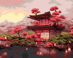 Раскраска по номерам на холсте 40*50 см День цветения сакуры "Фрея" (со светодиодами)