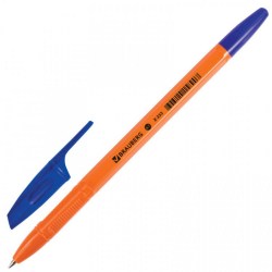Ручка синяя X-333 0,7мм 142832 оранж.корпус Brauberg