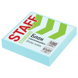 Блок липкий 51*51 100л. голубой 116578 STAFF