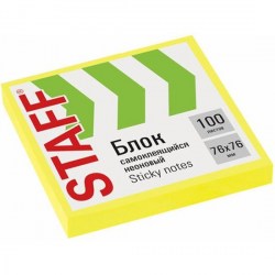 Блок липкий 75*75 100л. желтый неон 115584 STAFF