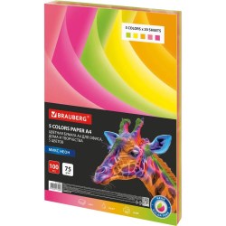 Бумага А-4 MIX NEON 5цв. 75г 100л 116667 Brauberg