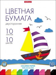 Бумага цветная А4 10цв 10л. ЕК58473 односторон.