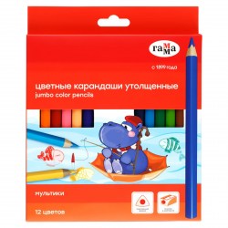 Карандаши 12цв. Мультики утолщенные 080220226 Гамма