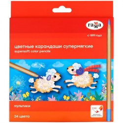 Карандаши 24цв. Мультики 080220218 супермягкие Гамма 
