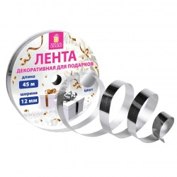 Лента декоративная 45м серебро 591821 Золотая сказка