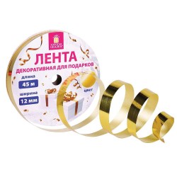 Лента декоративная 45м золото 591820 Золотая сказка