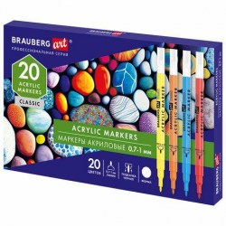 Маркеры набор 20 цв. акриловые 0,7-1мм 152522 Brauberg
