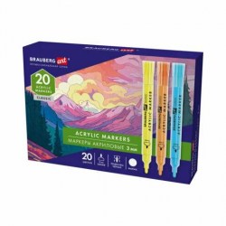 Маркеры набор 20 цв. акриловые 3мм 152526 Brauberg