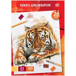Папка д/акварели А-3 Тигр 20л 180гр 41703 Art Space