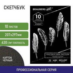Скетчбук А4 д/пастели 10л.630гр черная бумага 105918 Brauberg