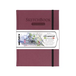 Скетчбук А5 70% хлопок 300 гр 401539 книж.переп.бордовый Малевичъ
