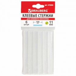 Стержни для клеевого пистолета 6 шт 11мм прозрачные 670293 Brauberg