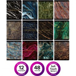Тетрадь 48л комплект тематич. 12шт Marble 404326 Brauberg