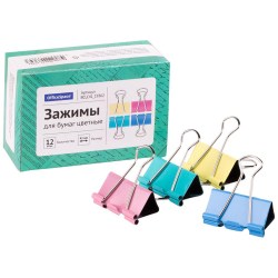 Зажим 41 мм цветные 12шт 19362 Office Space